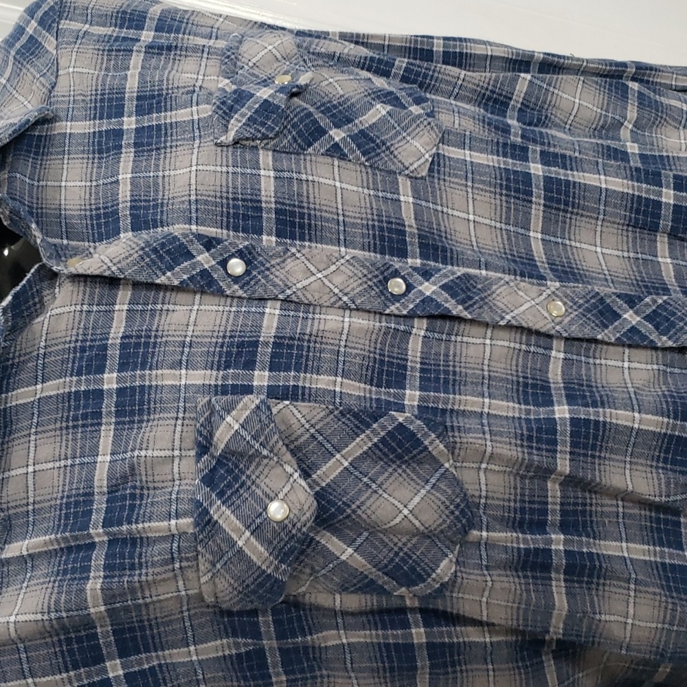 Wrangler Blue Plaid Vintage Y2K Early 2000s Snap Button Shirt Size XXL - Picture 3 of 6